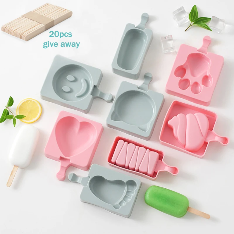 

Hand-made silicone popsicle molds cute feet / heart-shaped ice cream stick ice mold DIY ice cube tray Popsicle stick