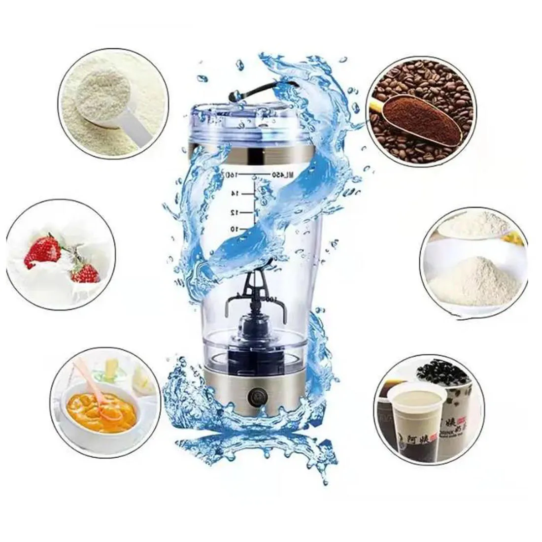 450/600ml Electric Protein Shake Stirrer USB Shake Bottle Milk Coffee Blender Kettle Sports And Fitness Charging Electric Shaker 3