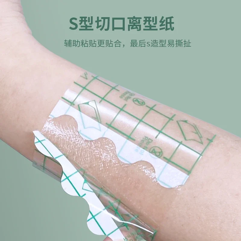 100pcs/lot Large Square  Curved Transparent PU Patches Adhesive Plaster Waterproof Wound Healing Dressing Tape Bandages