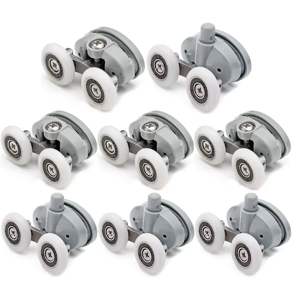 8x Twin Shower Glass Door Top / Bottom Rollers Runners Wheels Pulleys 23mm/25mm