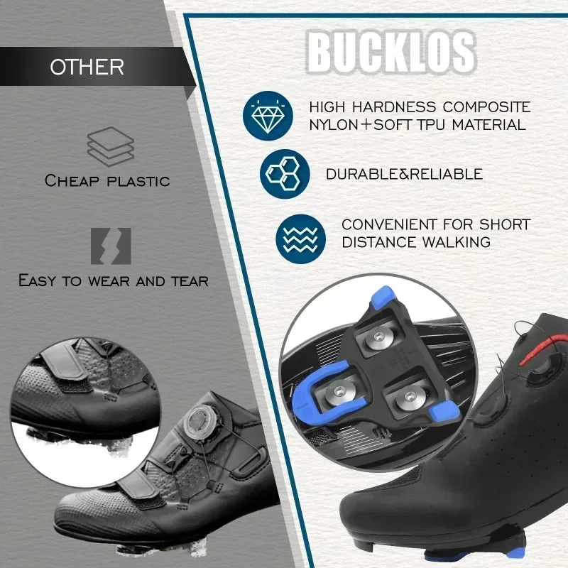 BUCKLOS Bike Pedal Cleat Set 0/2/6 Degree for SPD-SL for SH10 SH11 SH12 Lock Pedal Cleats Cover Road Bike Lock Parts