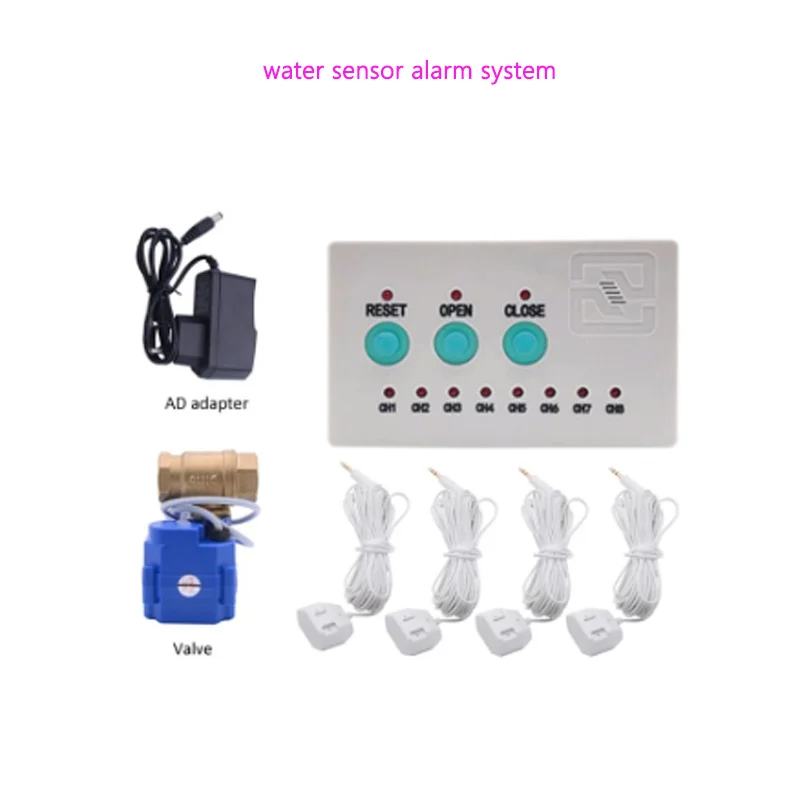 Water Alarm Sensor Leak Detector Auto Shut Off Flood Level Valve DN25