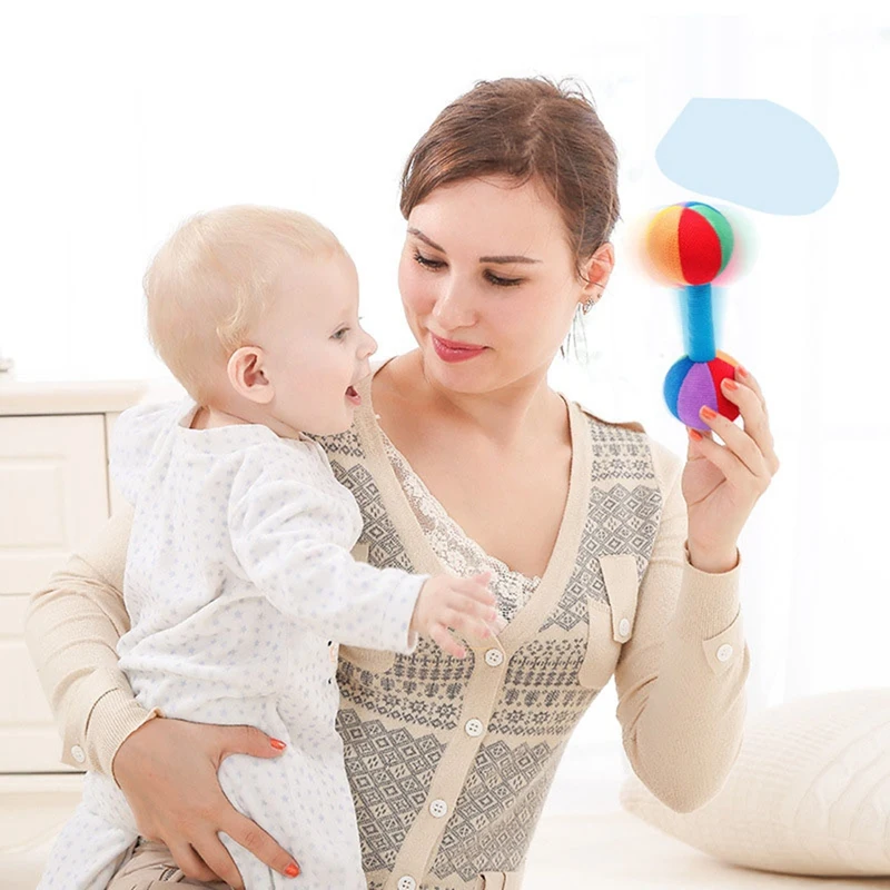 2PCS Grasp Training Dumbbell 0-1 Year Old Baby Auditory Perception Training Chewable Sand Hammer Rattle Toy 5