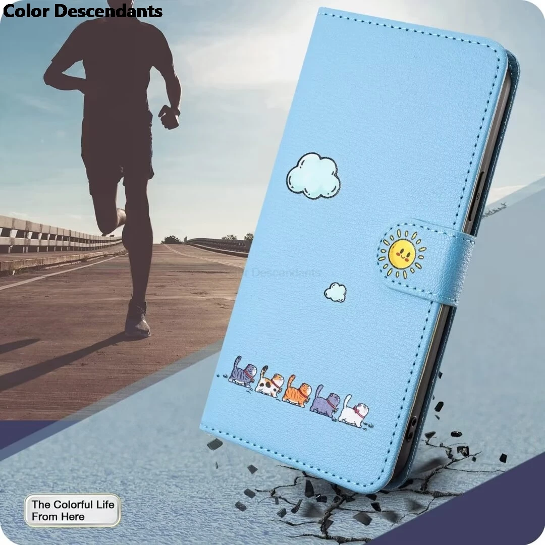 Funda POCO C65 M6 Pro X6 Leather Flip Case for Xiaomi Redmi 13C 12 Note 13 Pro 4G 5G Cute Cat Pets Wallet Phone Cover Women