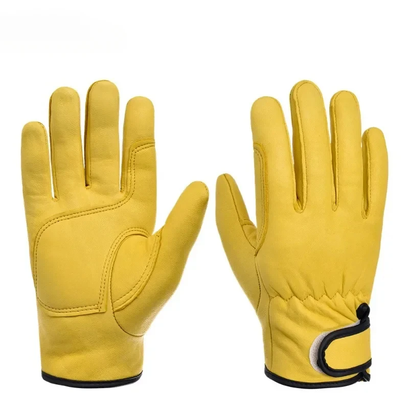 Work Gloves Cowhide Leather Workers Work Welding Safety Protection Garden Sports Motorcycle Driver Wear-resistant Gloves