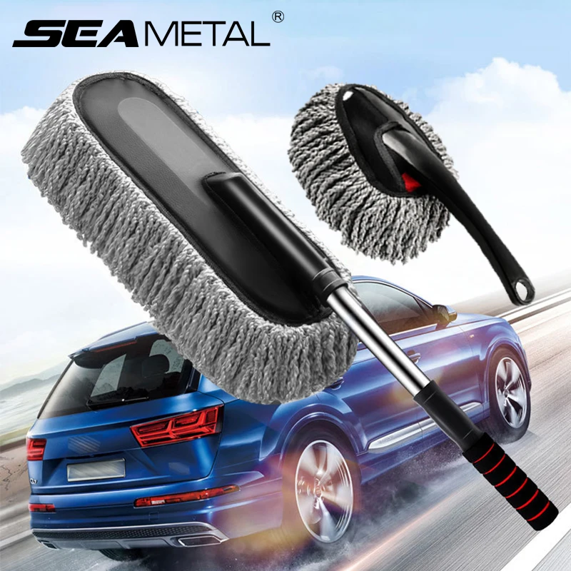 SEAMETAL Einziehbare Mikrofaser Auto Wachs Pinsel Waschen Mopp Multifunktions Auto Duster Entfernen Cheaner Handtuch Kits Auto Reinigung Werkzeug