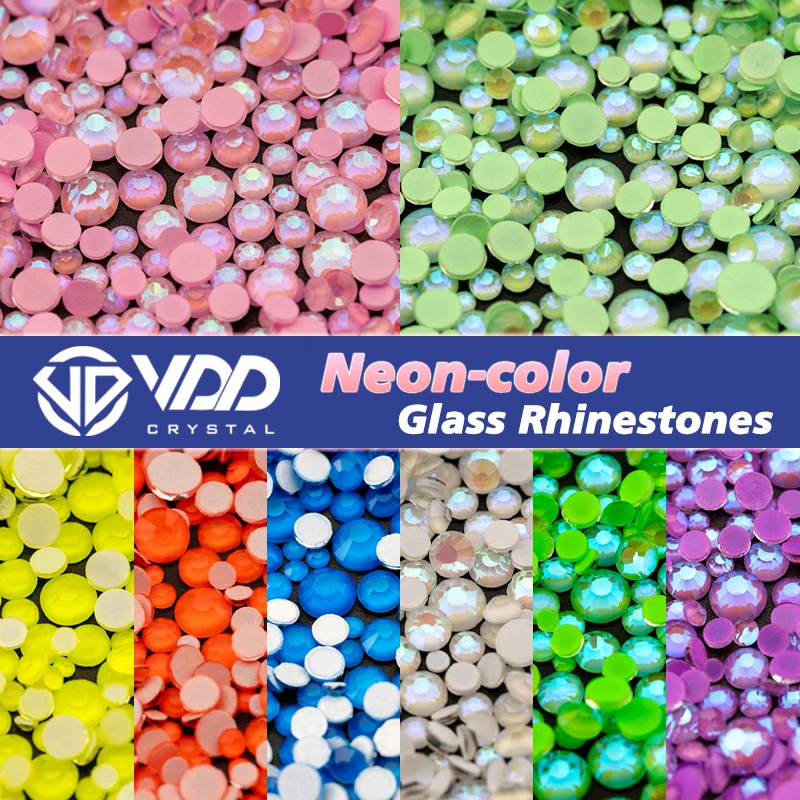 

VDD Neon Color SS6-SS30 Glass Rhinestones Crystal High Quality Flatback Stones For DIY Crafts Nail Art Decorations Accessories
