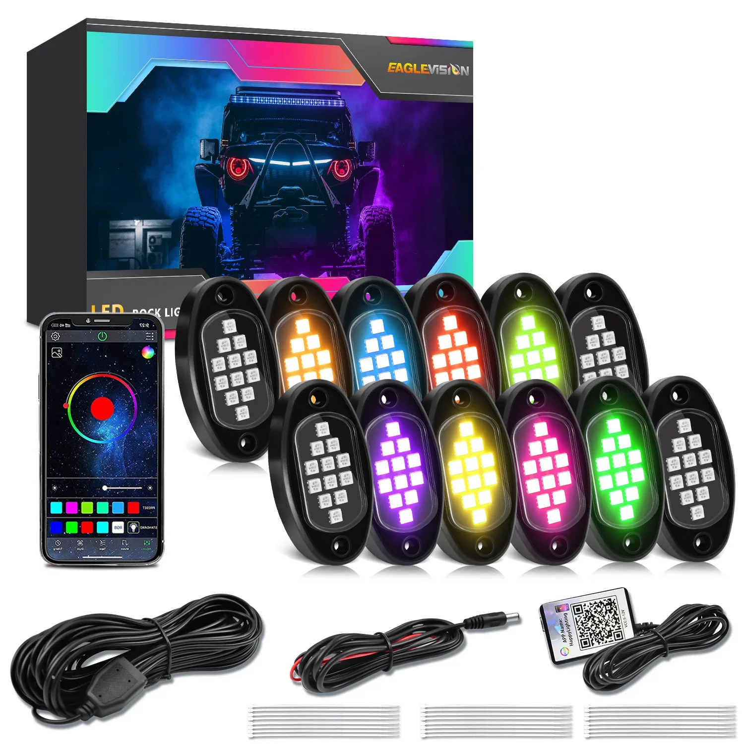 4/6/10/12 in 1 Pods RGB LED Rock Light PCB LED for Holding LED Decorative Chassi