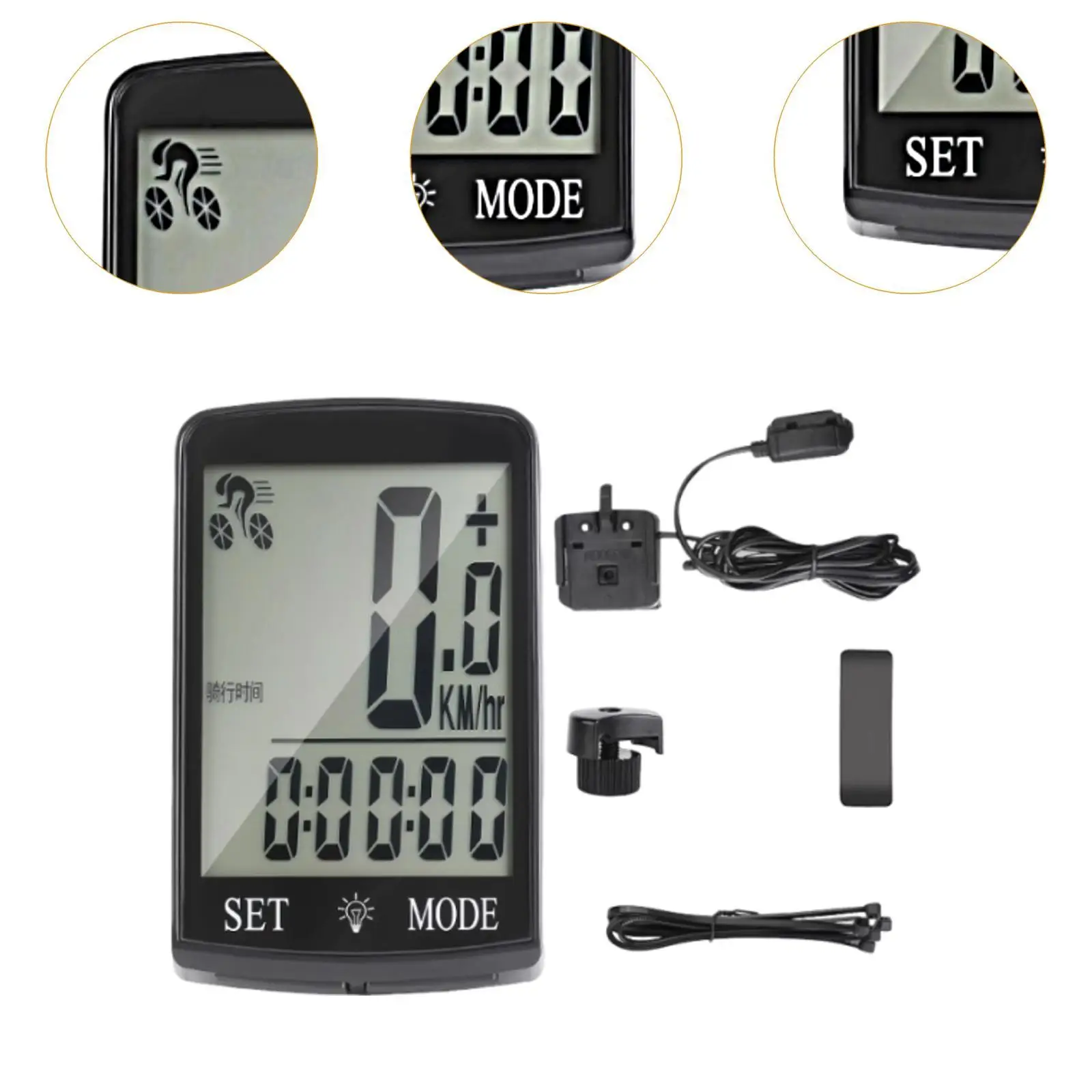 Bike Computer with 3'' Large LCD Display Compact Cycling Computer Odometer Bike Computer with 3'' Large LCD Display Compact Cycling Computer Odometer