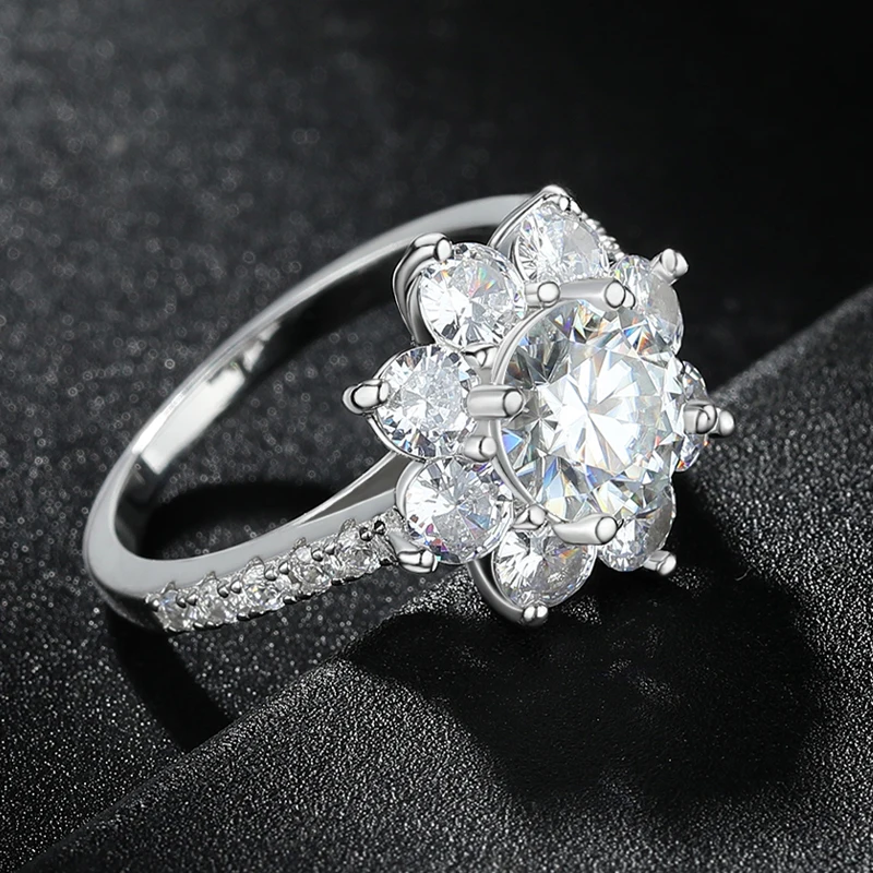 925スターリングシルバー 花形リング Smyoue-女性のための蓮の花の形をしたスターリングシルバー