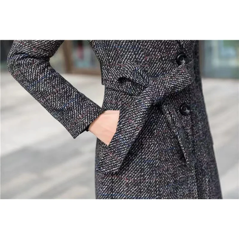 2023 New Autumn Winter Windbreaker Women Overcoat  Korean Loose Belt Long Fashion Single-Breasted Leisure Coat Female Outwear