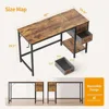 Computer Desk with 2 Drawers, 40 Inch Small Home Office Desk Study Writing Table, Rustic Brown, Computers Desks 3