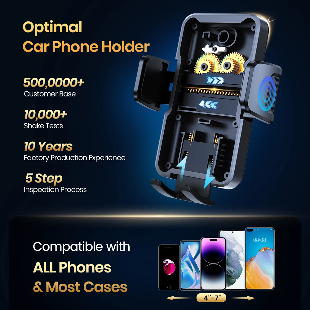 Cell Phone Holder for Car, Universal Mount Dashboard for iPhone 14 13 12 11 Pro