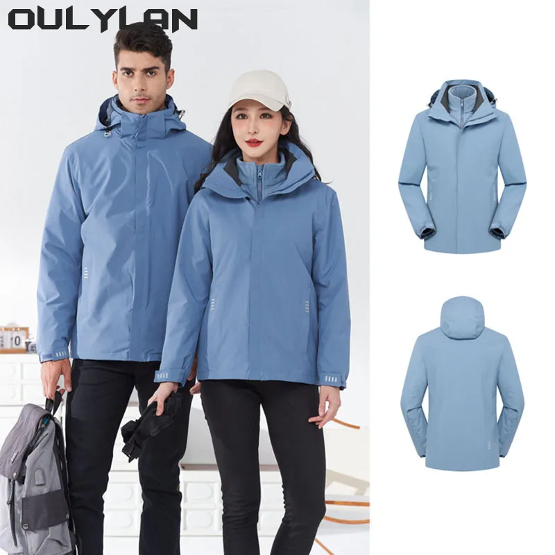 

Oulylan Autumn 3 in 1 Camping Hiking Jacket Women Men Outdoor Sports Coats Climbing Trekking Windbreaker Waterproof Jackets