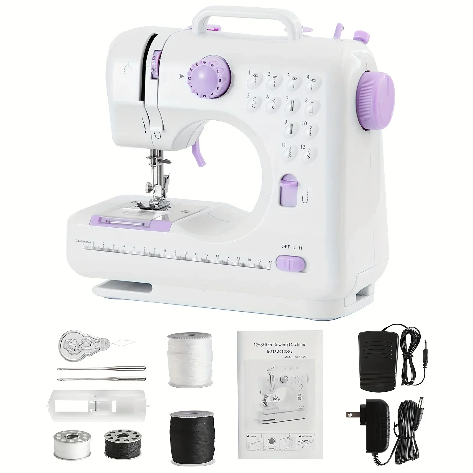 1pcs Portable Electric Sewing Machine Pro With 12 Stitches Patterns,  Multifunctional Home Sewing Machine Parents sewing tools 3