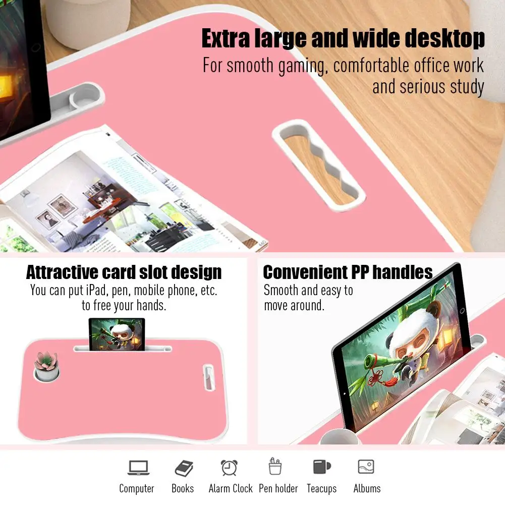 Bed Table Foldable Portable Lap Desk With Storage Drawer Cup Holder 23.6" x 15.7" x 11" For Eating Breakfast On Bed Couch Sofa