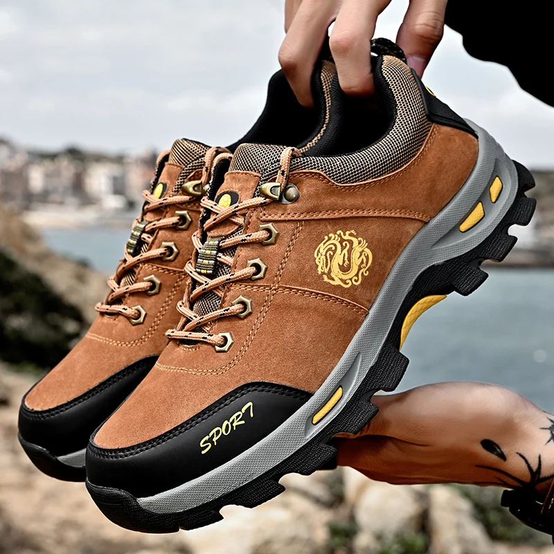 

Brand Men Winter Snow Boots Waterproof Leather Sneakers Super Warm Men's Boots Outdoor Male Hiking Boots Work Shoes Size 38-46