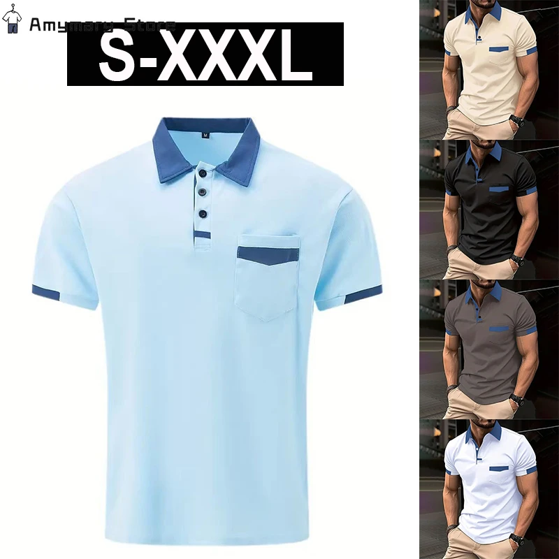 

Рубашка-поло мужская с воротником на пуговицах и карманами