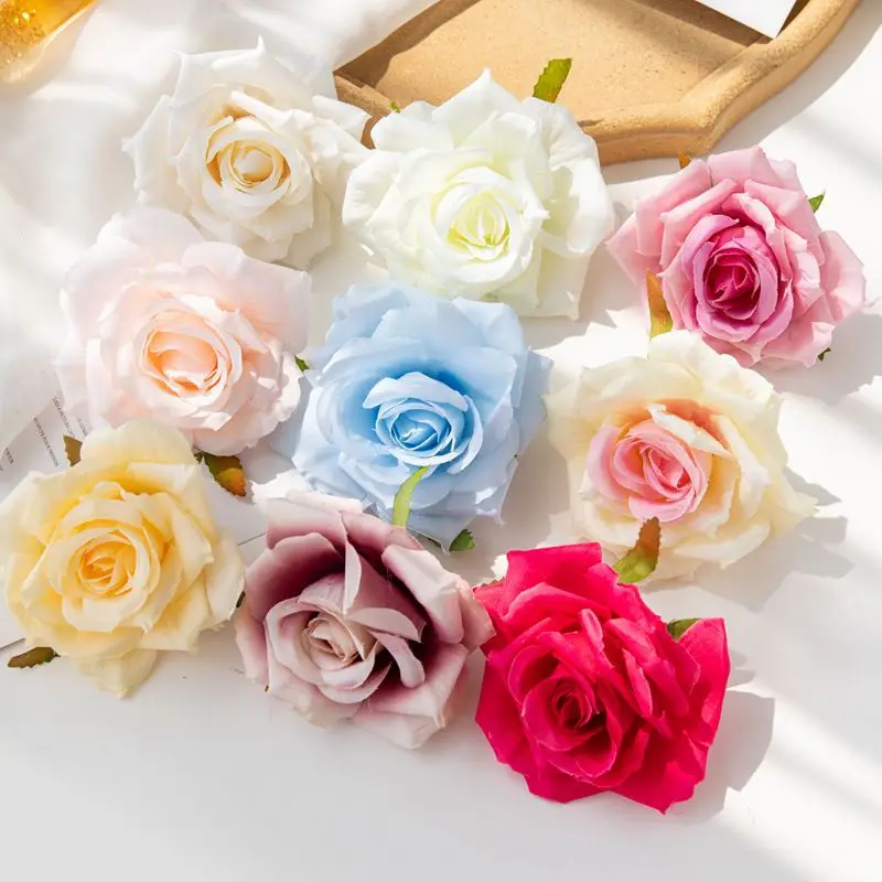 

High End Simulation 10cm Silk Rose Head DIY Silk Flower Headwear Accessories, Wedding Creative Flowers, Home Decoration Flowers