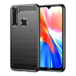 Carbon Fiber Shockproof Silicone Bumper Case - 6.3 Inch for Redmi Note8 2021 (Black)