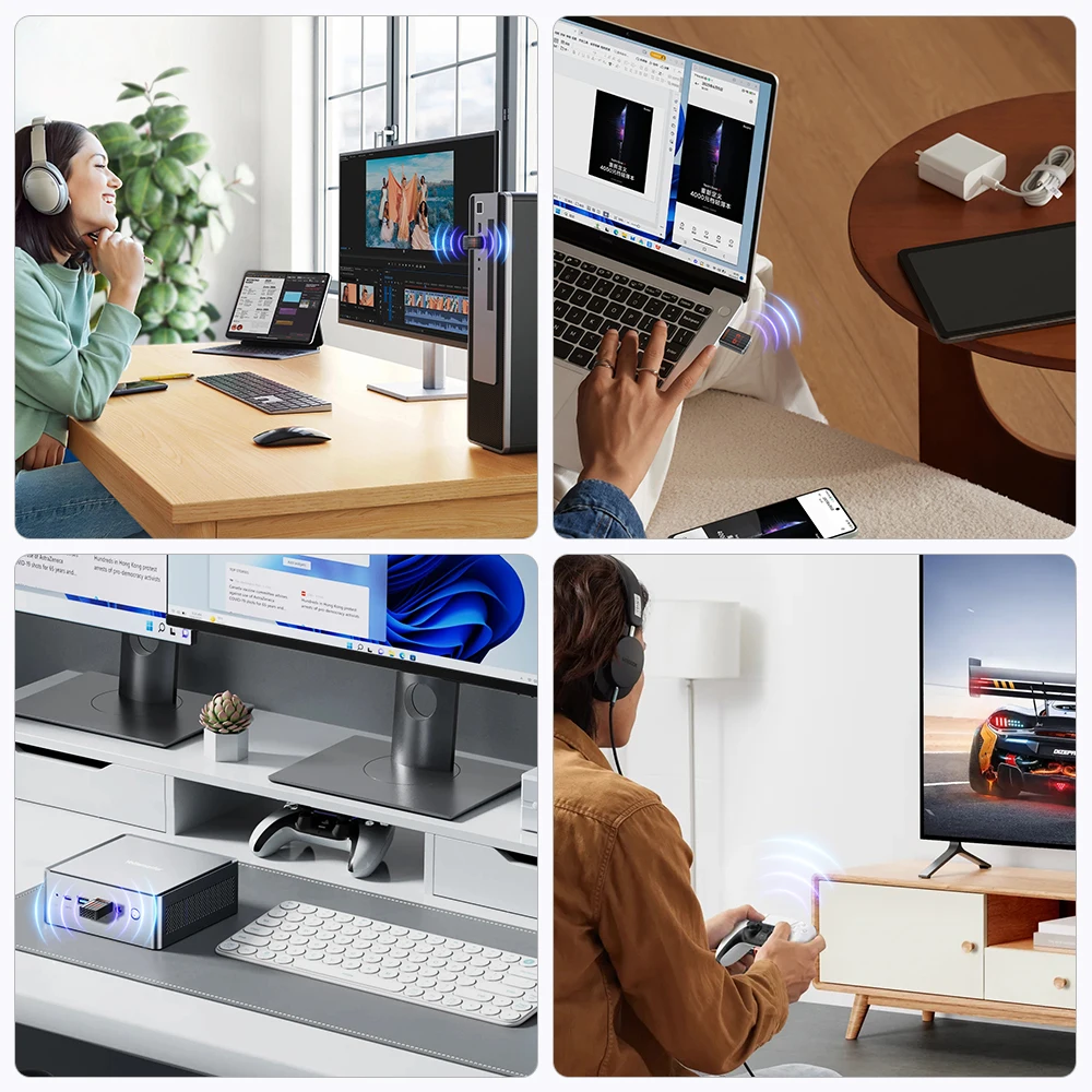 투키 900Mbps USB WiFi 6 어댑터 2.4G/5G 듀얼 밴드 블루투스 5.4 WiFi 카드 드라이브 무료 무선 네트 외장 수신기 (노트북용)