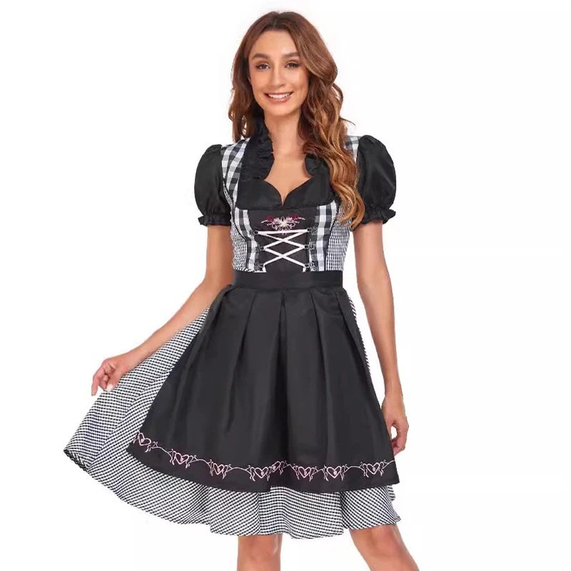 Abito Da Donna Oktoberfest Dirndl Costume Tradizionale Bavarese Da Cameriera Con Grembiule Di Pizzo Manica Corta Abito Tedesco Vintage Per Carnevale Festival E S