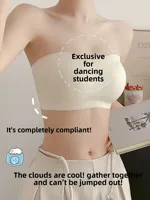 Wireless Strapless Bra Women's Thin Anti-Slip Seamless Wrap Chest Tube Top Prevent Exposure Small Chest Gathered Bra Summer