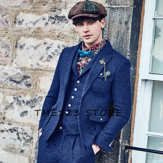 Peaky Blinders Traje De Piezas De Tweed A Cuadros Para Hombre