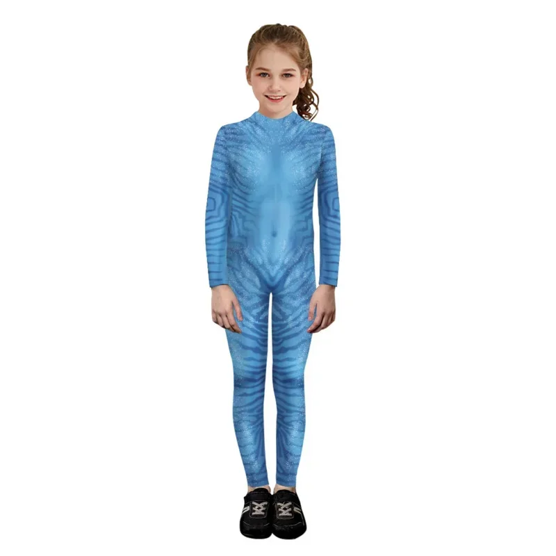 Film Avatar 2 The Way Of Water Alien Cosplay Costume Ragazze 3D Tuta Avatar Cosplay Halloween Zenti Party Body Kids