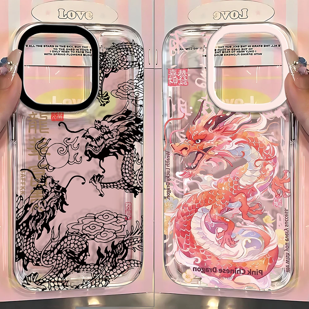 Elegant Chinese Dragon Clear TPU Phone Case - Trendy Fashion Design
