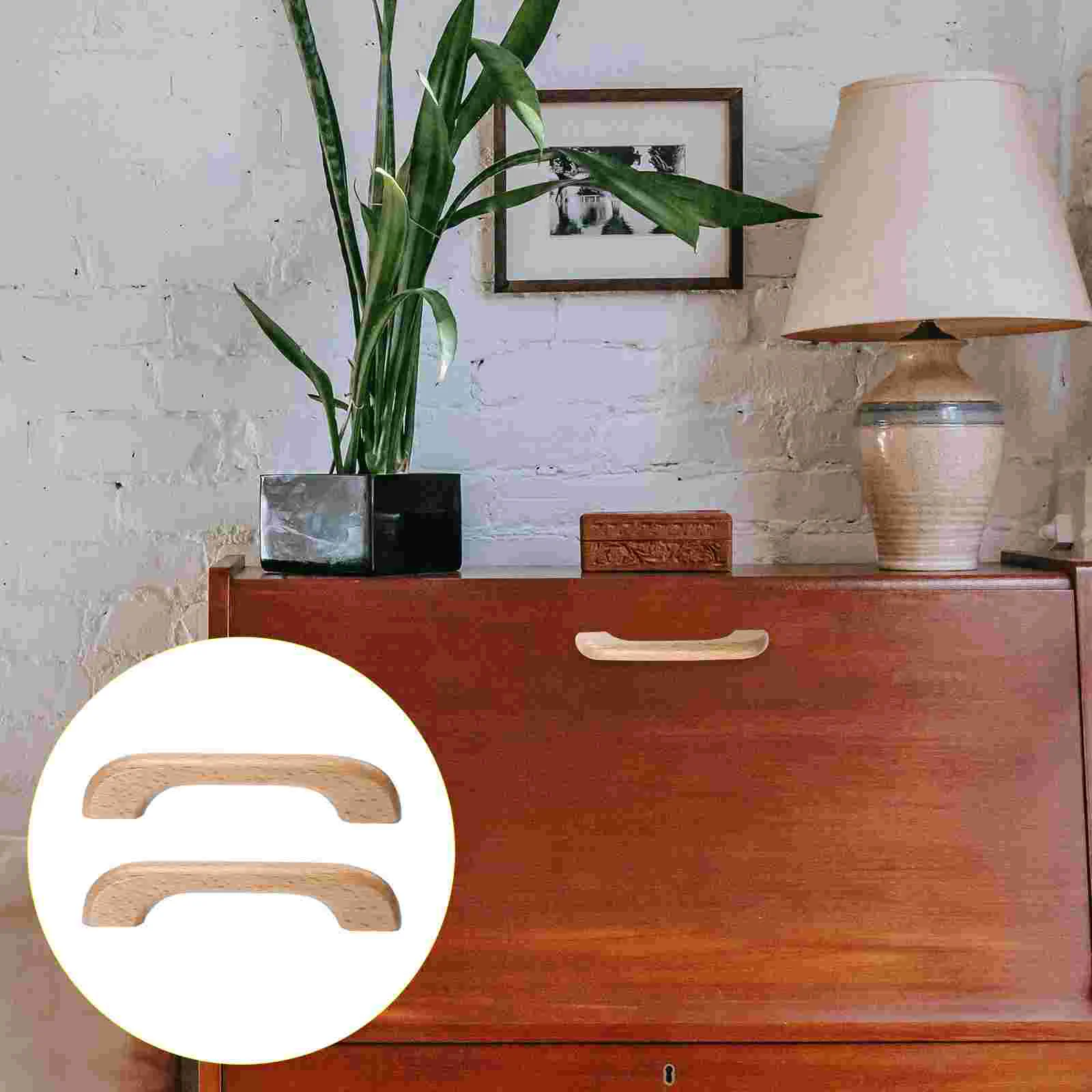 

6 Pcs Solid Wood Handle Door Knob Dresser Household Drawer Pulls Cupboard Vanity Table