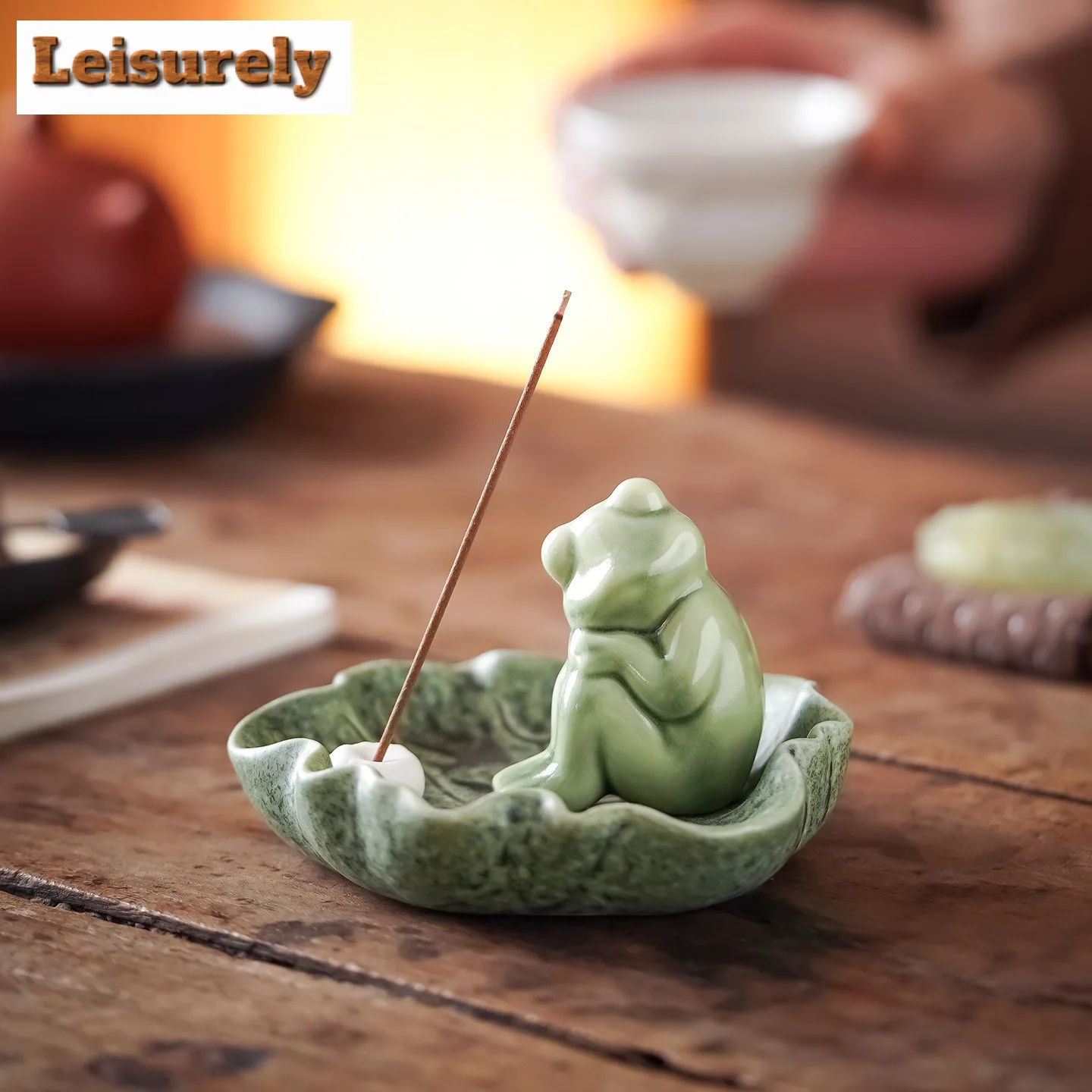 Lotus Leaf Frog Incense Holder Zen Zen Garden Incense Burners Aromatherapy Smell Distributor Censer Buddhism Accessories Craft