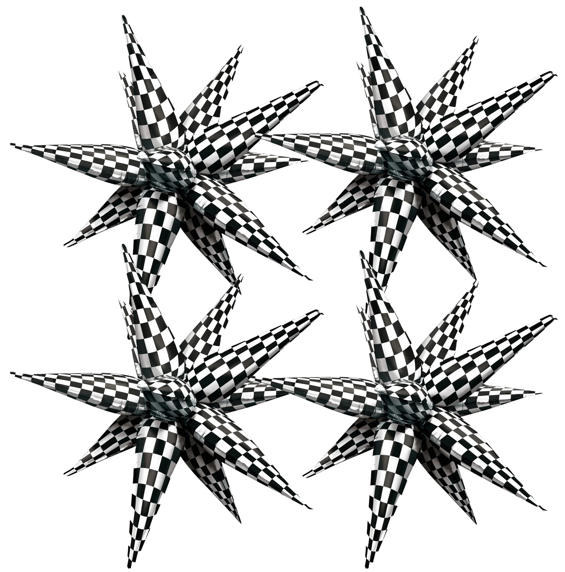 

Star Foil Balloons 26 Inch Black and White Checkered Exploding Star Baby Shower Racing Black Birthday Party Decoration
