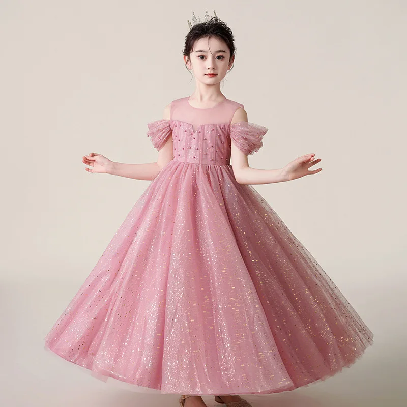 Vestido De Festa Para Meninas Com Lantejoulas E Flores - Tule Encantador Para Ocasiões Especiais