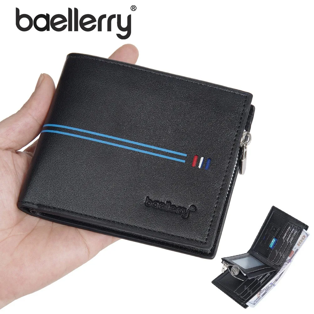 Baellerry RFId Shielded Wallet for Men, PU Leather Multi Card Holder with Zipper Closure, 12 Slots Slim Design