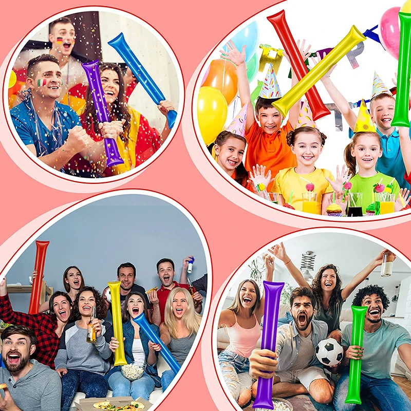 Inflatable Cheer Props Colorful Long Balloon Inflatable Fuel Stick Clapping Stick Sports Party Cheer Inflatable Cheer Props Noise Maker