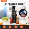 VEVOR Masticating Juicer Cold Press Juicer Machine 2.6" Large Feed Chute Slow Juicer Juice Extractor Maker with High Juice Yield 2