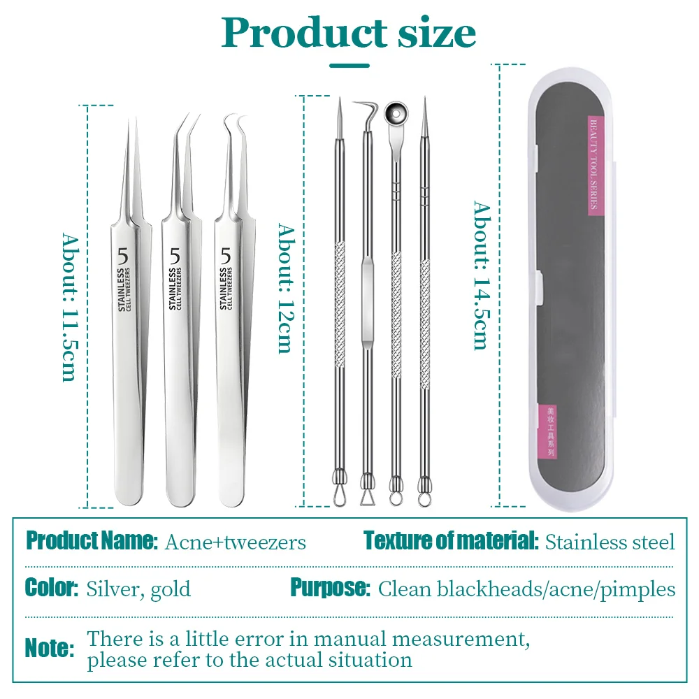 Ultra Fine No 5 Cell Pimples Black Head Clip Tweezers Beauty Salon Special Scraping Closing Artifact Acne Needle Tool 6