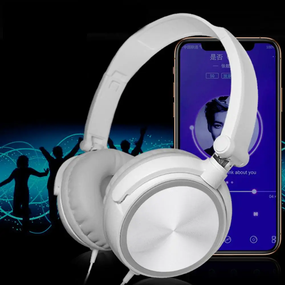 사운드 유선 헤드폰 오버 이어 헤드셋, 베이스 HiFi 사운드 음악 스테레오 이어폰, PC MP3 휴대폰용 유연한 조절식 헤드셋