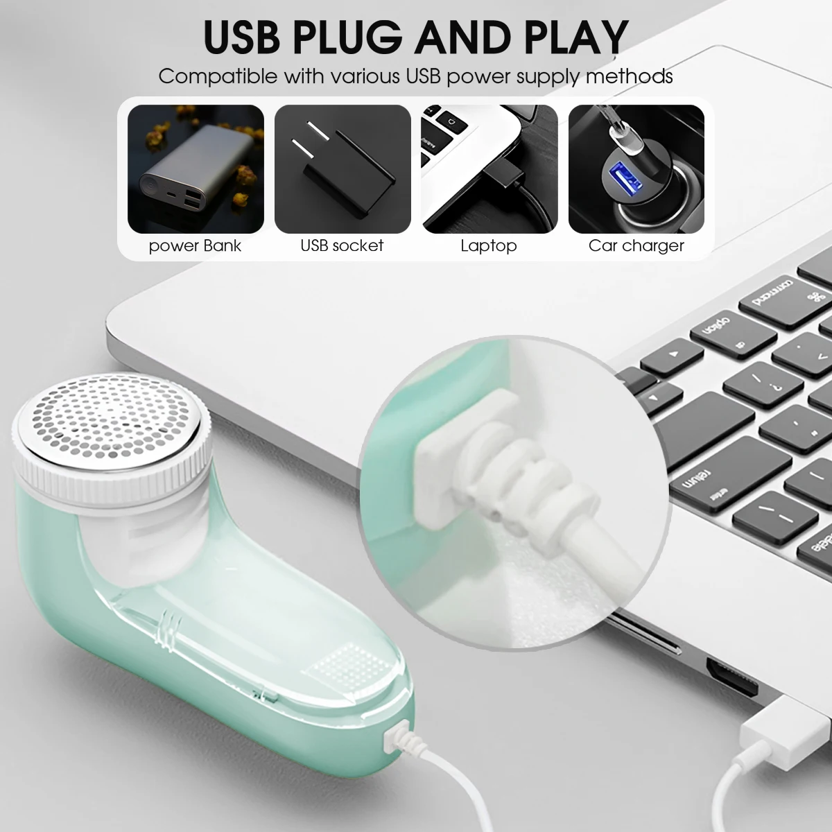 USB Electric Household Clothes Shaver Fabric Lint Remover Fuzz Electric Fluff Portable Brush blade Lint Remover Trimmer 3