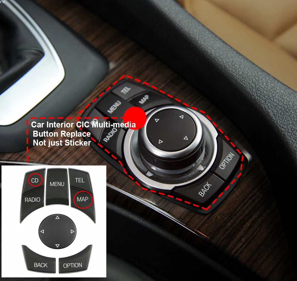 자동차 인테리어 콘솔 CIC i-Drive 멀티미디어 제어 버튼 BMW 1 3 5 시리즈 X1 E84 X5 X6 E70 E71 E81 E82 E90 E91 E92 E60 E61