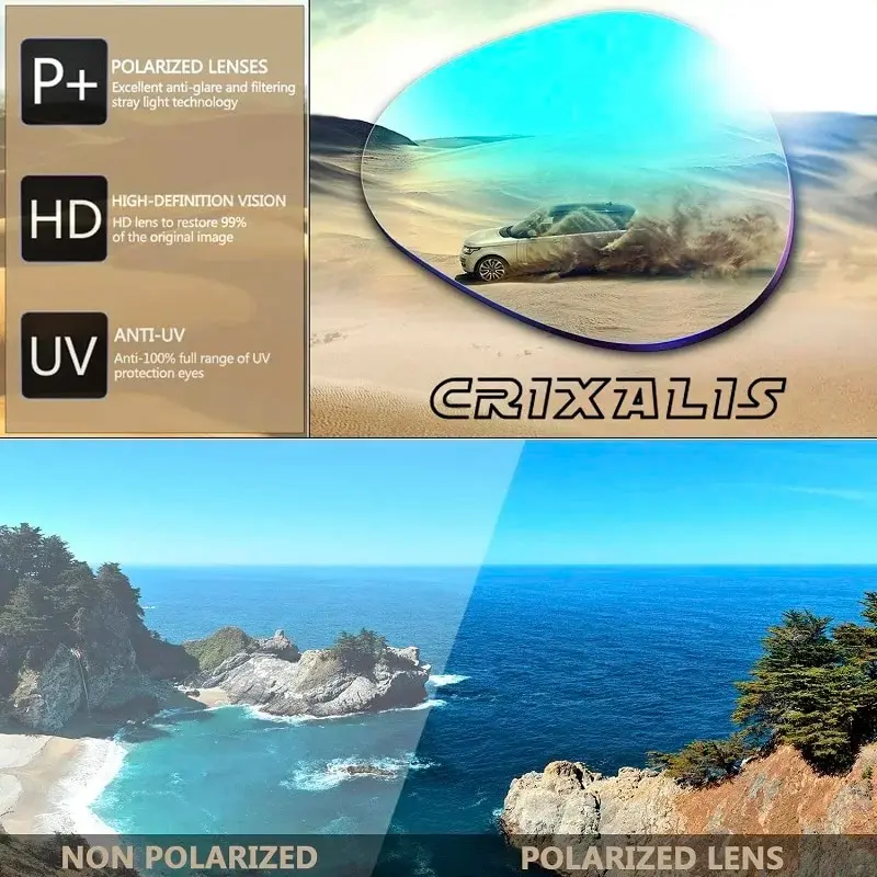 CRIXALIS Fashion Polarized Sunglasses For Men Square Oversized Anti Glare Driver Mirror Sun Glasses Women UV400 Goggles Male 2