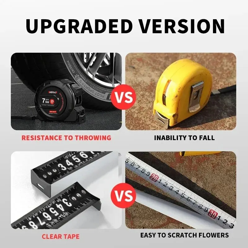 Tape Measure 7.5/5/3M High Carbon Steel Thickened Frosted Anti Drop Shell High-Precision Portable Manual Measuring Tool