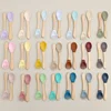 2PCS Silicone Spoon Fork For Baby Utensils Set Baby Feeding Spoon Cutlery Food Grade Material Wooden Handle Spoon Baby Items 1