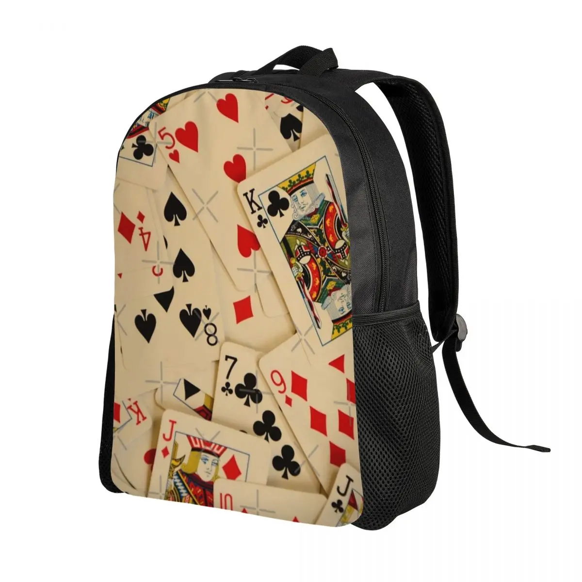

Рассыпчатый рюкзак с игральными картами и сердечками, регулируемый наплечный ремень, стильный легкий вместительный