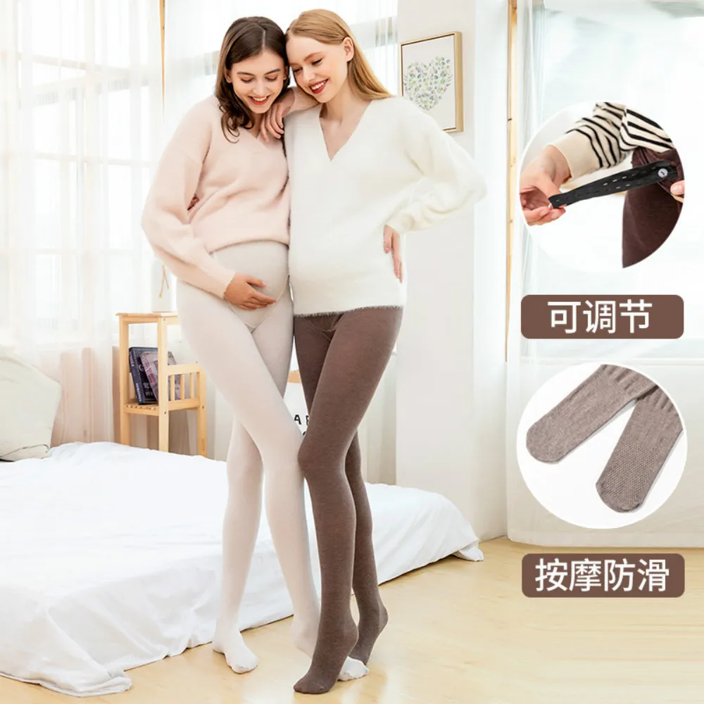 2024 Pregnant Women Antiskid Sole Stripe Vertical Cotton Pantyhose 160g Spring Comfortable Autumn Non Plush Deodorant  Leggings 2
