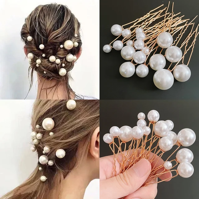 Épingles à cheveux à Clip métallique en forme de U pour femmes, 18 pièces, simulation de perle, diadème de mariée, accessoires pour cheveux, outils de coiffure de mariage 1