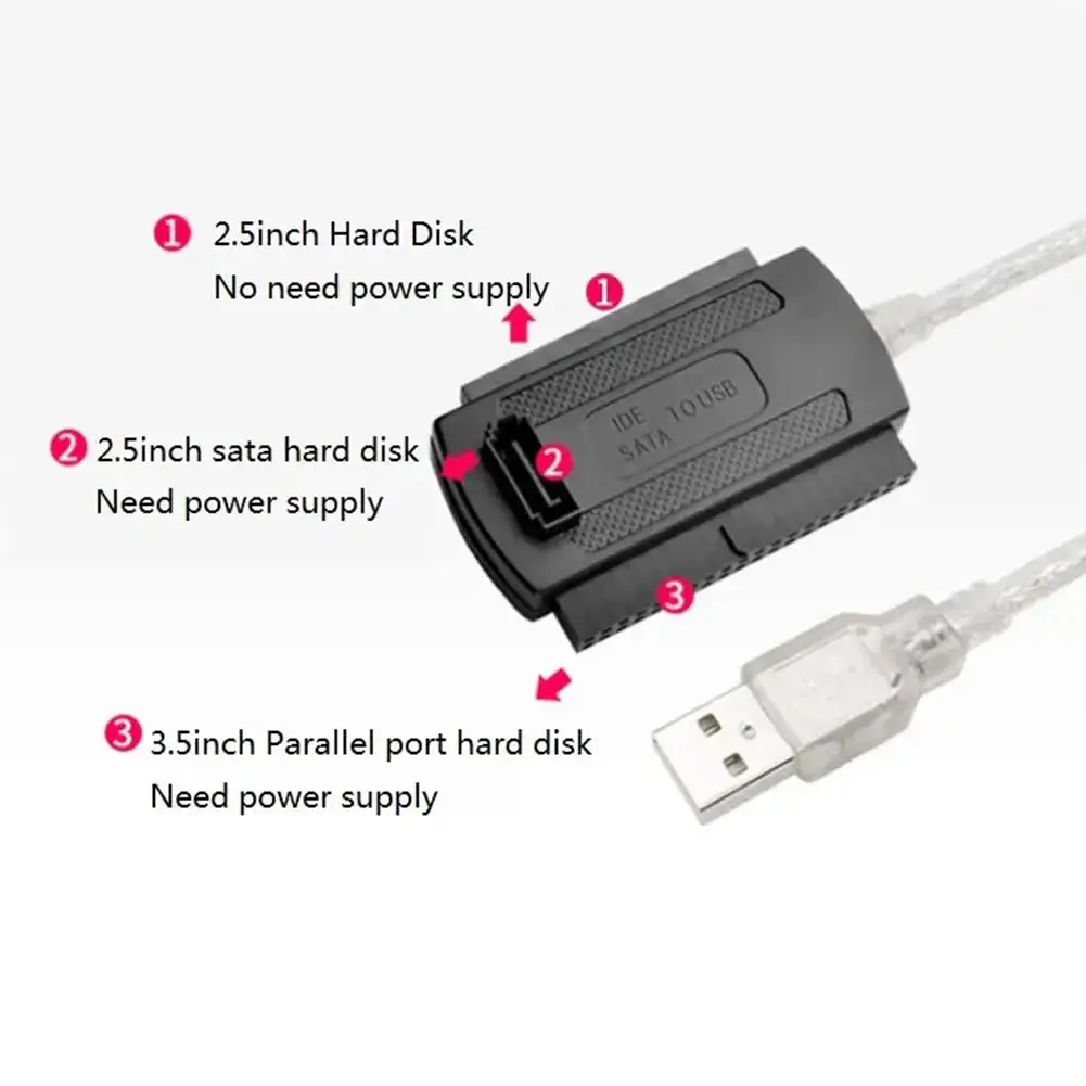 USB Interface To Connect To 2.5 And 3.5 Inch IDE And SATA Interface Hard Drives USB 2.0 To IDE SATA Adapter Cable For PC Laptop — view 2