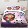 Gabby's Dollhouse Bedding Set Kawaii Bed Linen Set Single Double Size Home Decor For Girls Kids Cartoon Cute Cat Duvet Cover Set 6