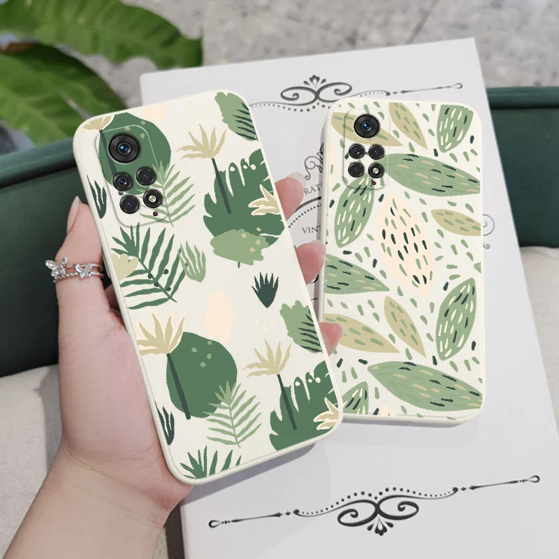 Verdant Green Leaf Phone Case For Xiaomi Redmi Note 11 11S 11T 10 10A 10T 10S 9T 9 8 7 Pro Plus 10C 9A 9C 9T 4G 5G Cover